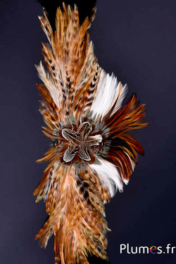 Hoedenband model nr. 4 - 75 x 8 cm - middendeel 13 cm - bruin-crème-zwart-naturel